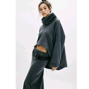 Free People Dark Gray Sweater Skirt Set Reversible Top Size XS Milley